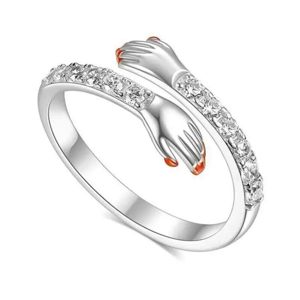 Embracing Hands Adjustable Ring